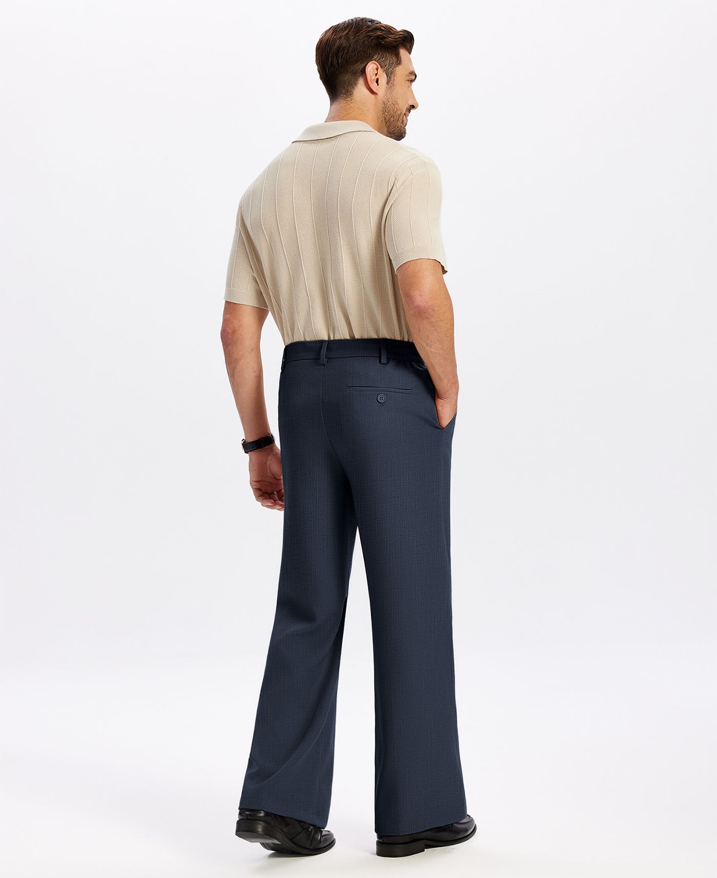 Mens Bootcut Casual Dress Pants — Wide Leg & Drawstring