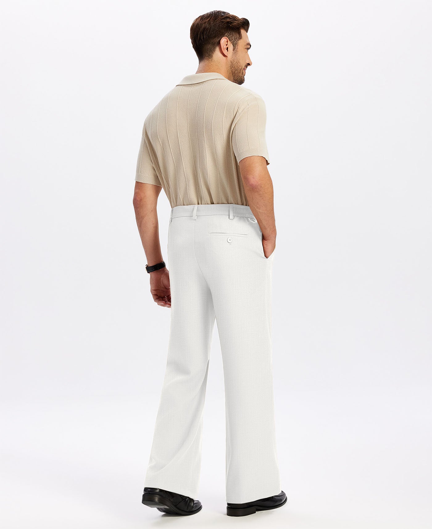 Mens Bootcut Casual Dress Pants — Wide Leg & Drawstring