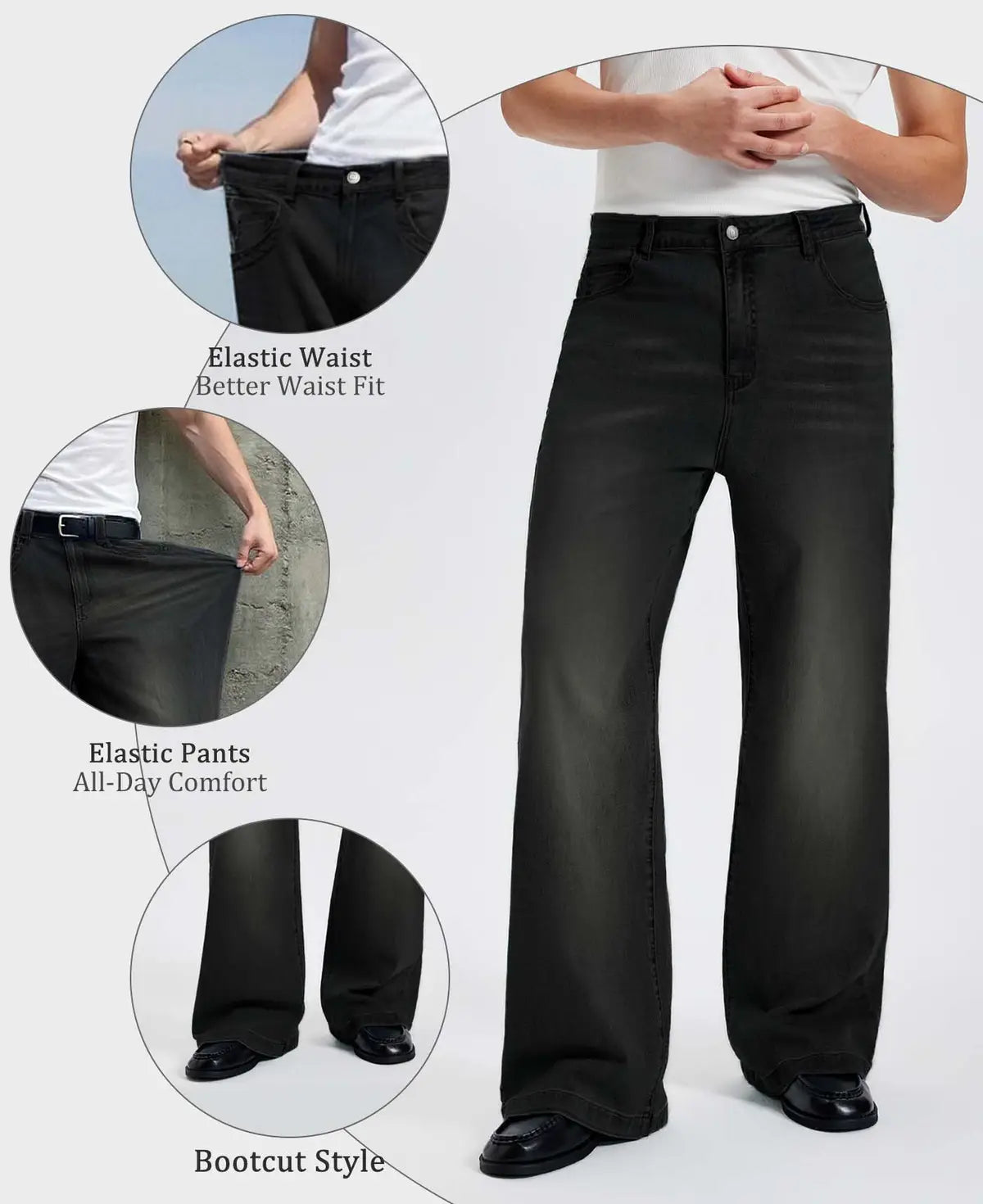 Mens Bootcut Jeans— Wide Leg & Stretch