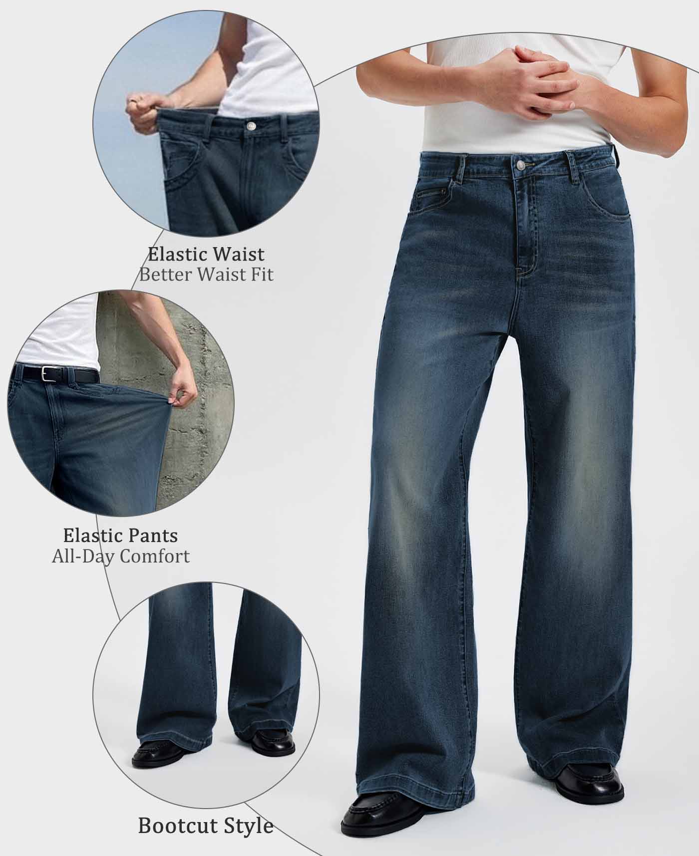 Mens Bootcut Jeans— Wide Leg & Stretch