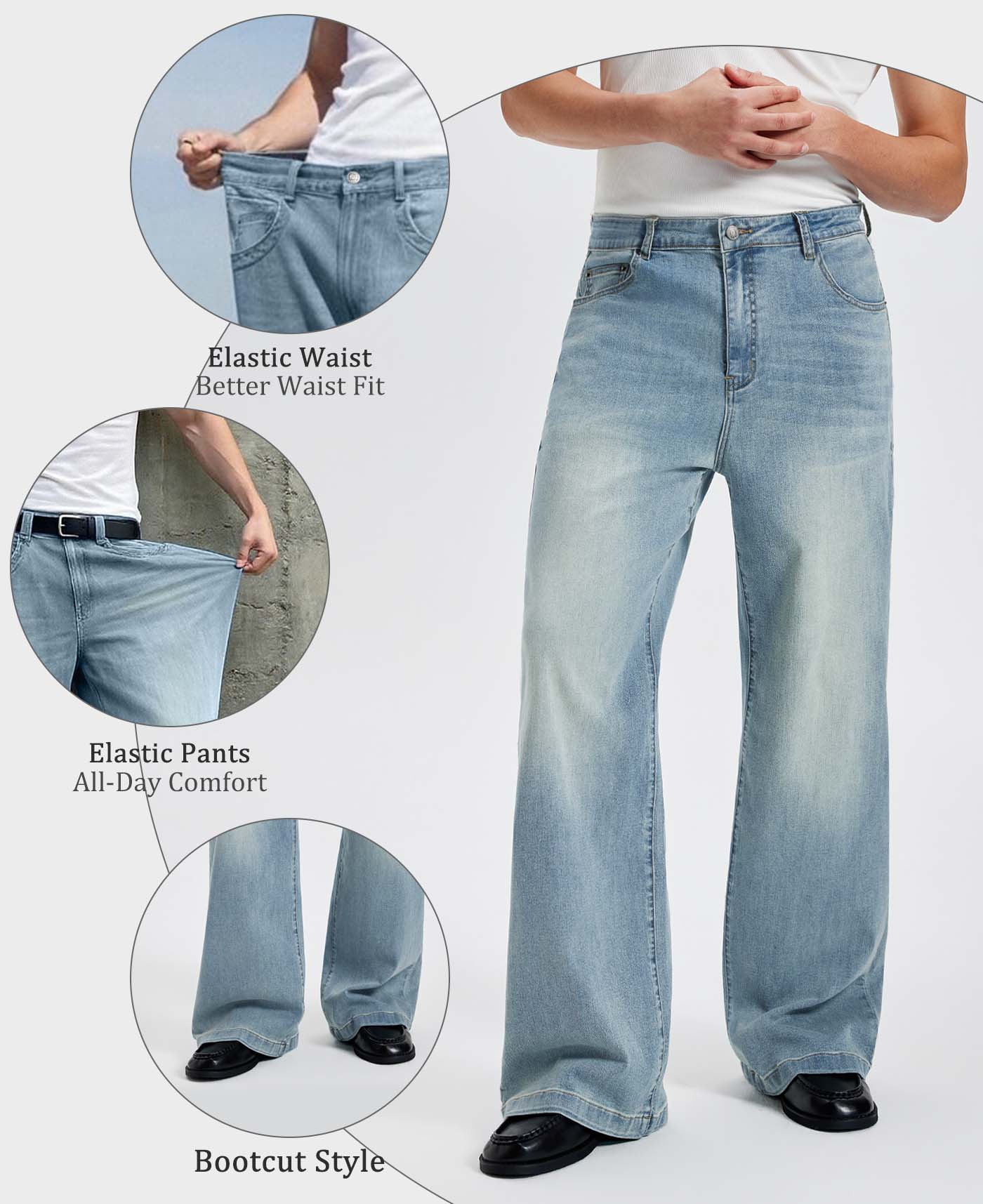 Mens Bootcut Jeans— Wide Leg & Stretch