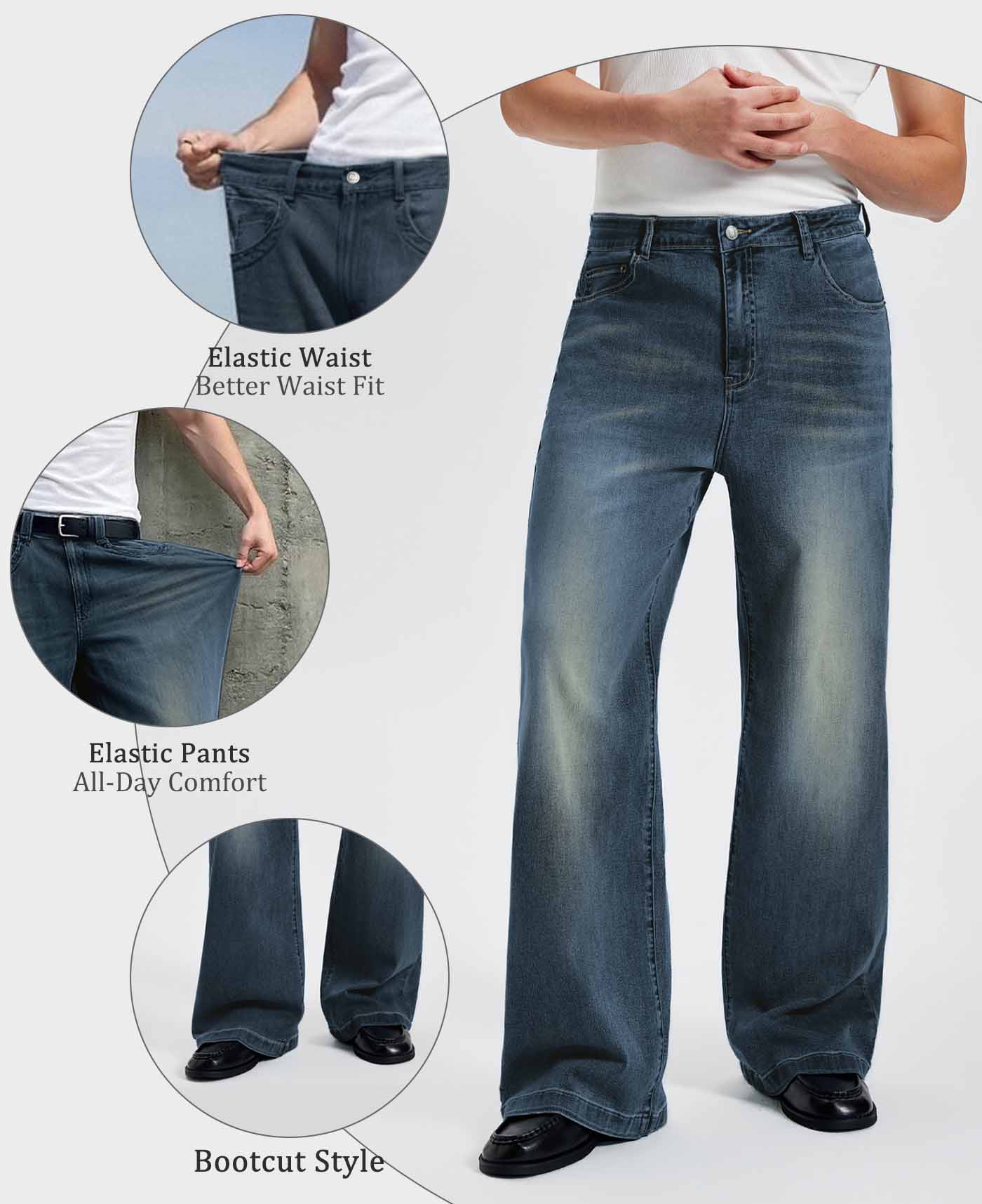 Mens Bootcut Jeans— Wide Leg & Stretch