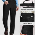 Features: built-in drawstring, elastic waist, hidden zipper pockets, enhancing comfort and practicality on Men's Corduroy Dress Pants.