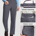 Features: built-in drawstring, elastic waist, hidden zipper pockets, enhancing comfort and practicality on Men's Corduroy Dress Pants.