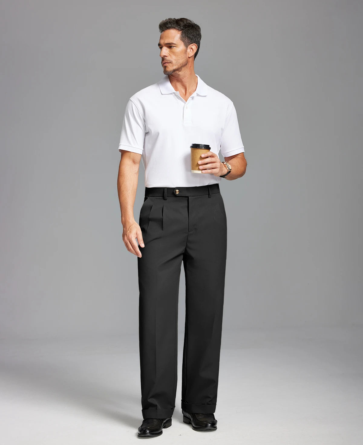 Mens Cuffed Wide Leg Pants — Sword Tab & Inner Drawstring
