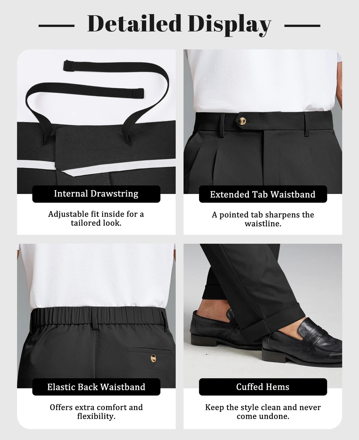 Mens Cuffed Wide Leg Pants — Sword Tab & Inner Drawstring