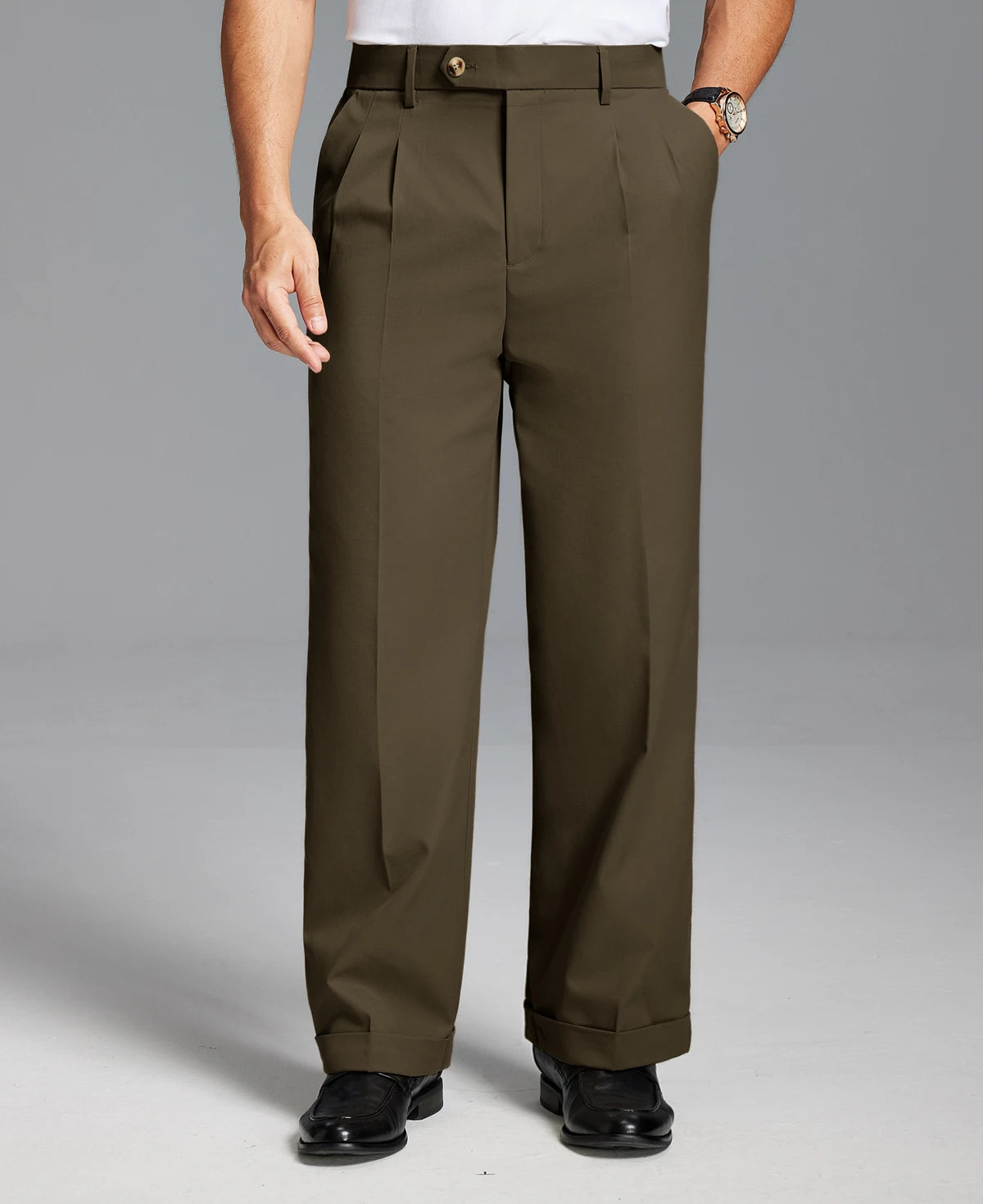 Mens Cuffed Wide Leg Pants — Sword Tab & Inner Drawstring
