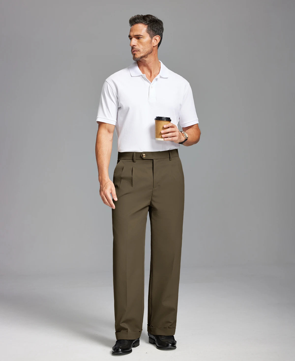 Mens Cuffed Wide Leg Pants — Sword Tab & Inner Drawstring