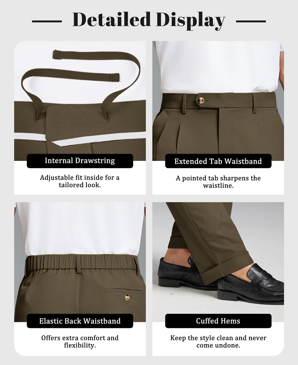 Mens Cuffed Wide Leg Pants — Sword Tab & Inner Drawstring