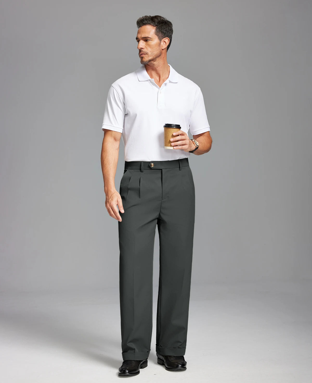 Mens Cuffed Wide Leg Pants — Sword Tab & Inner Drawstring