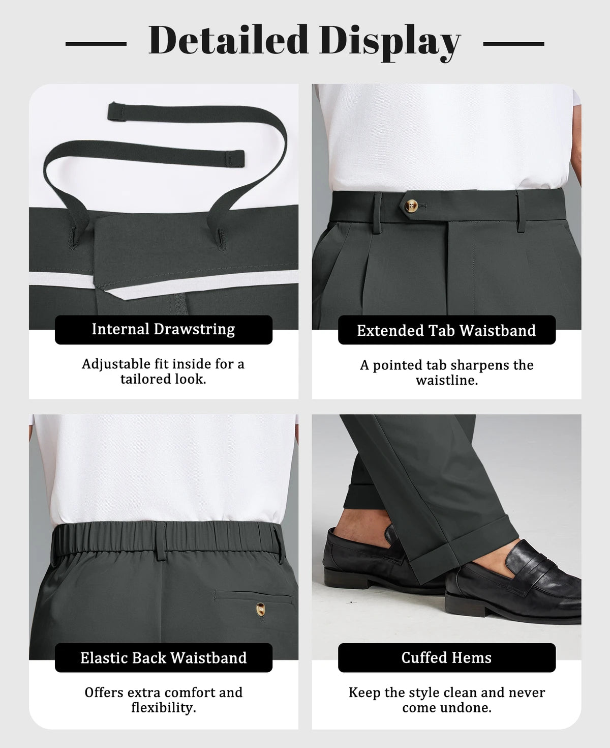 Mens Cuffed Wide Leg Pants — Sword Tab & Inner Drawstring