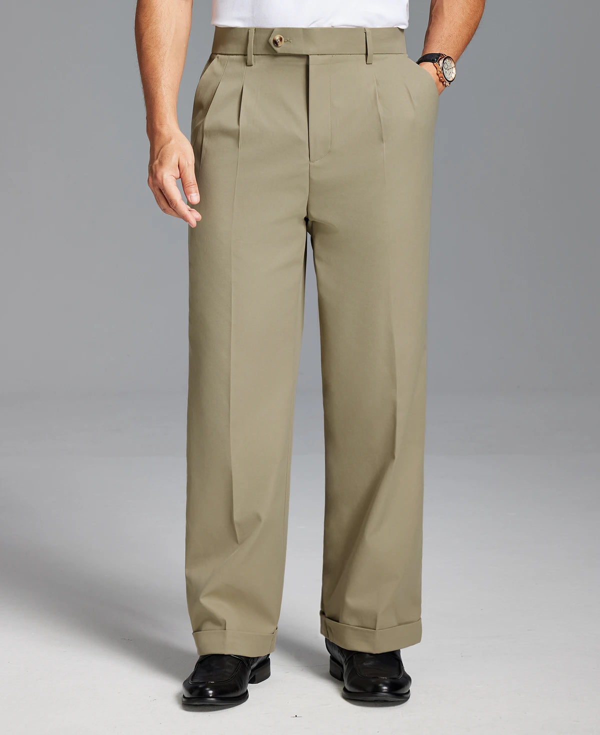 Mens Cuffed Wide Leg Pants — Sword Tab & Inner Drawstring