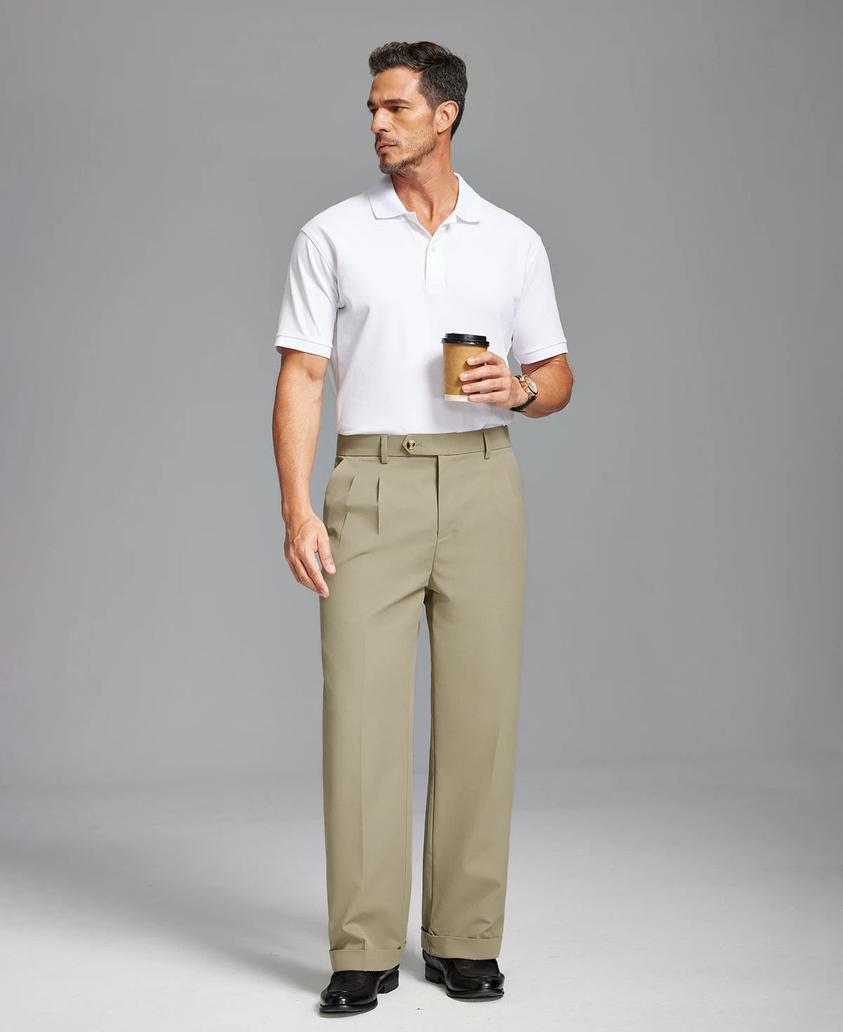 Mens Cuffed Wide Leg Pants — Sword Tab & Inner Drawstring