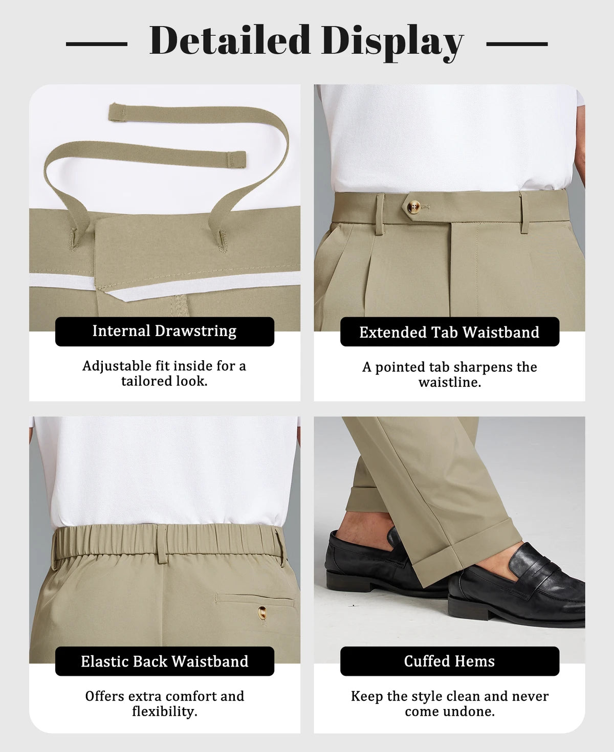 Mens Cuffed Wide Leg Pants — Sword Tab & Inner Drawstring