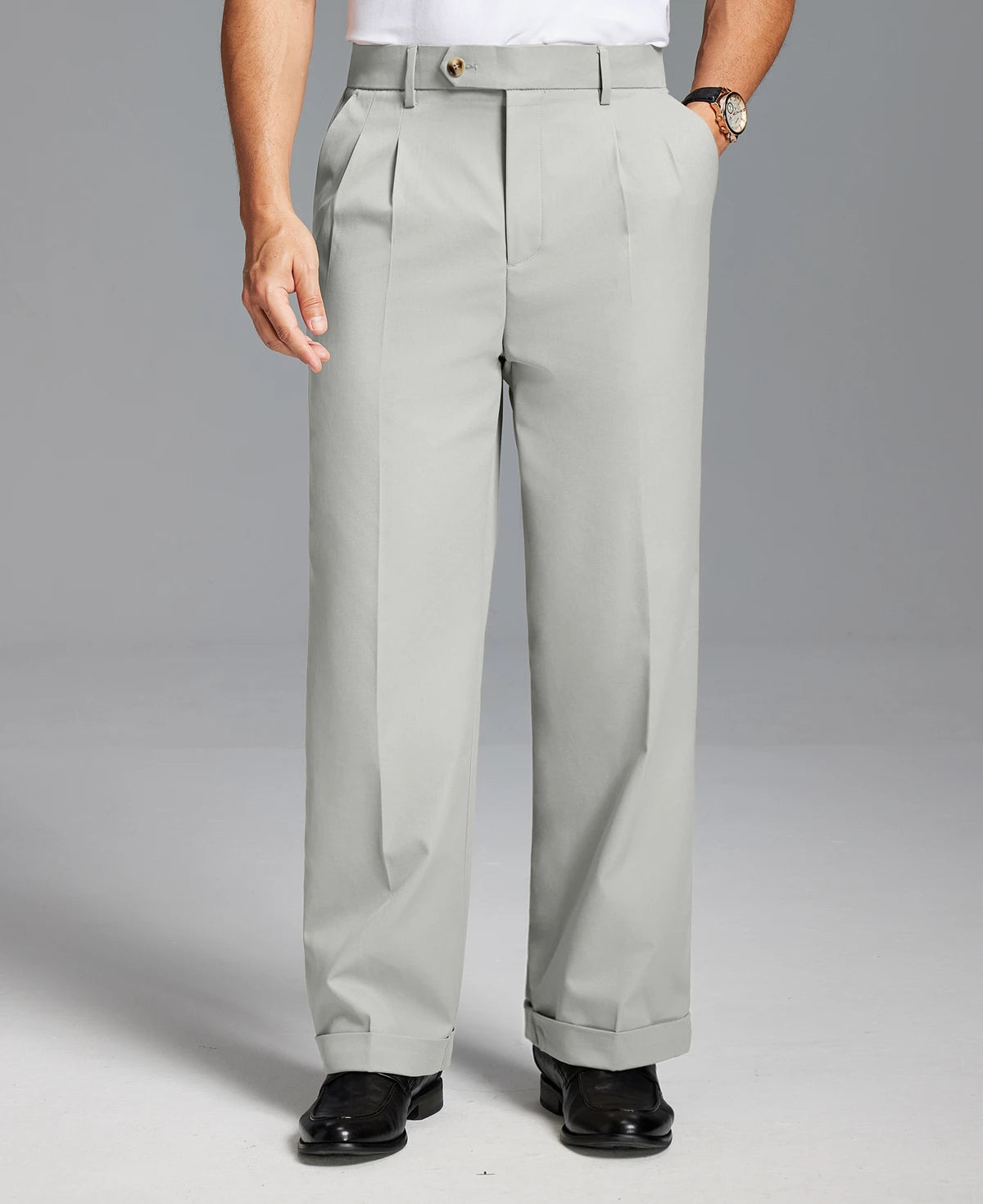 Mens Cuffed Wide Leg Pants — Sword Tab & Inner Drawstring