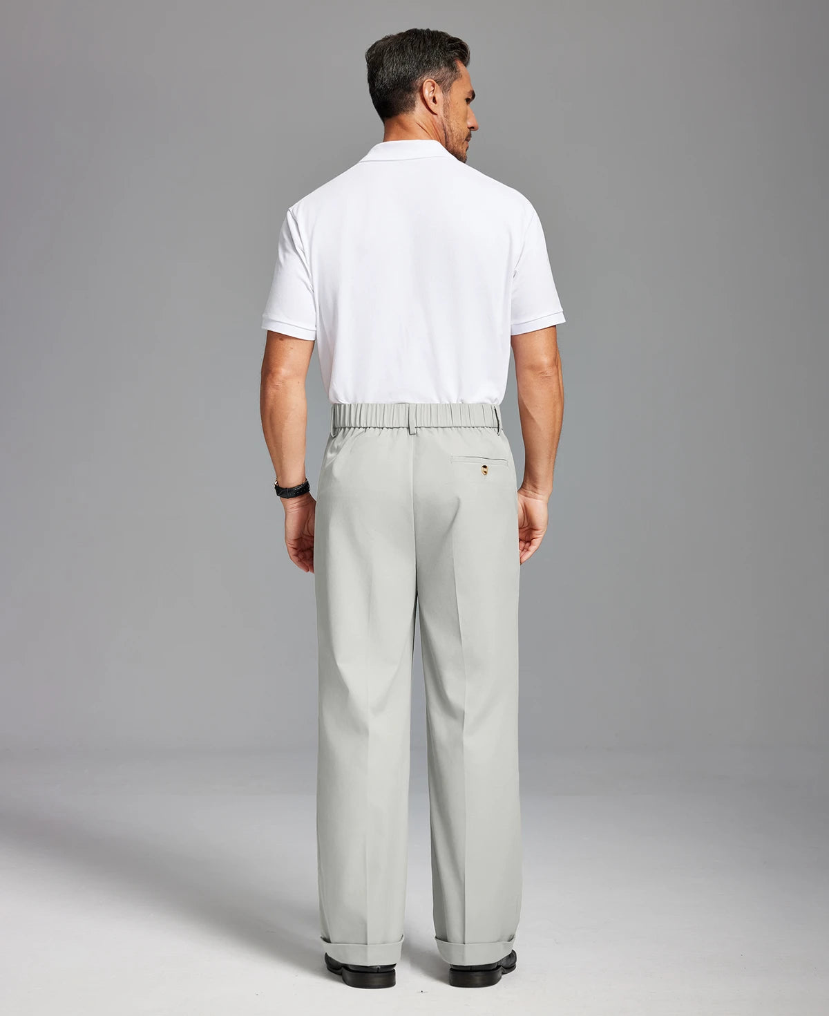 Mens Cuffed Wide Leg Pants — Sword Tab & Inner Drawstring
