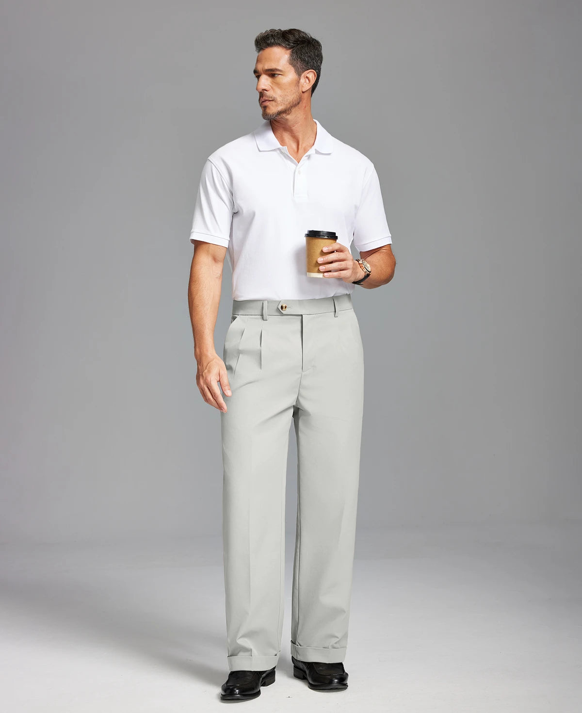 Mens Cuffed Wide Leg Pants — Sword Tab & Inner Drawstring
