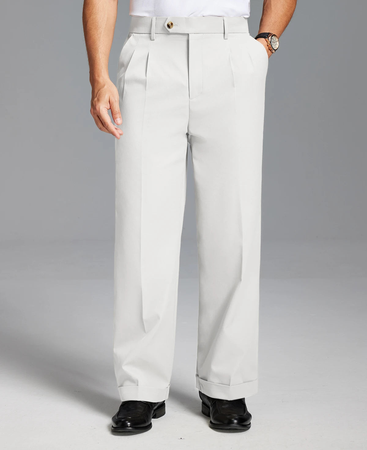 Mens Cuffed Wide Leg Pants — Sword Tab & Inner Drawstring