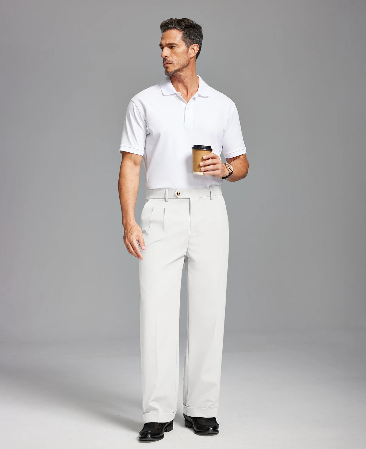 Mens Cuffed Wide Leg Pants — Sword Tab & Inner Drawstring