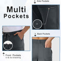 Features: front pockets, adjustable drawstring, side buckle pockets, rear pockets on men's durable multipants.