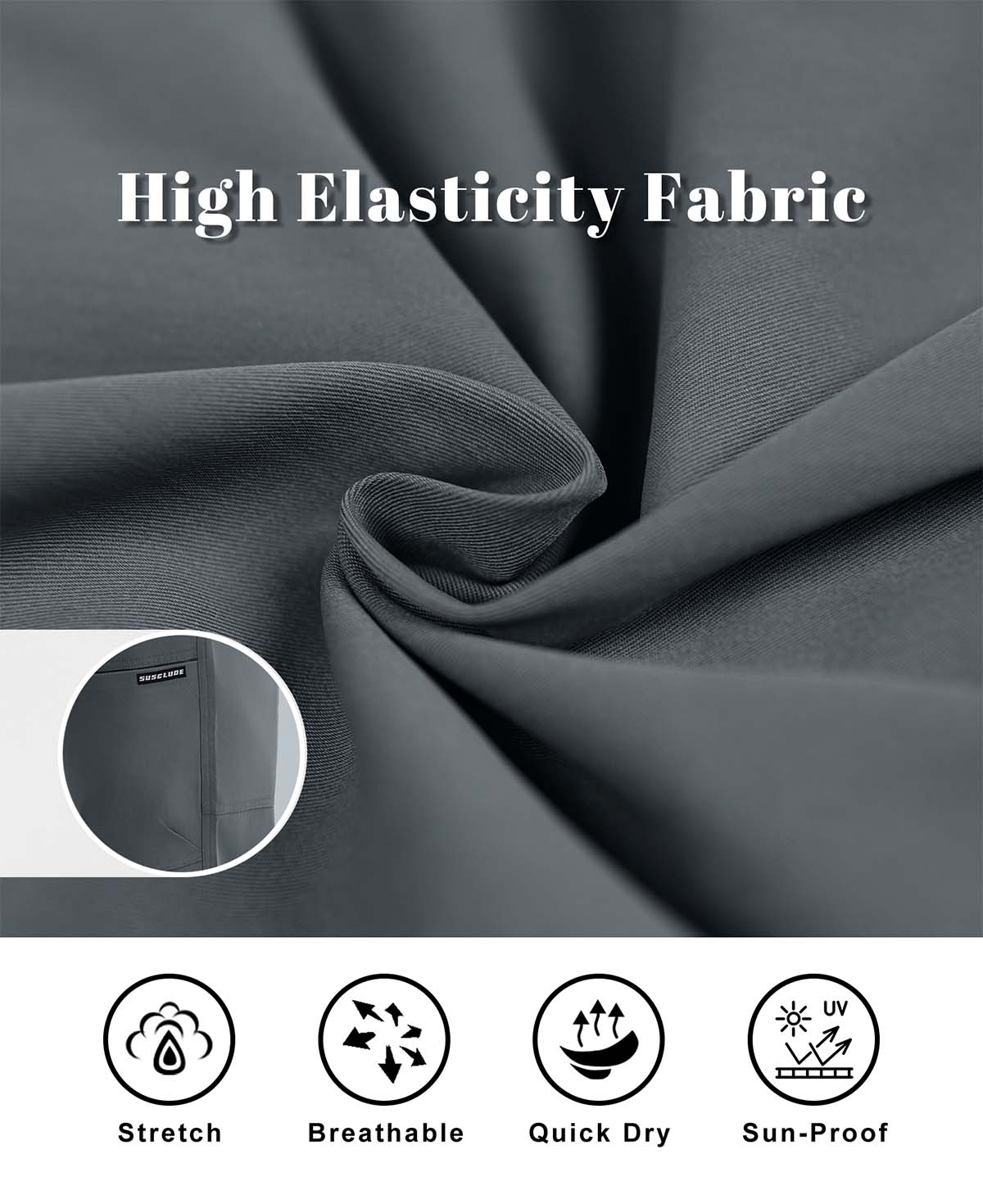 High-stretch fabric for men's multipants, breathable, quick-dry, sun-protective, and highly practical.