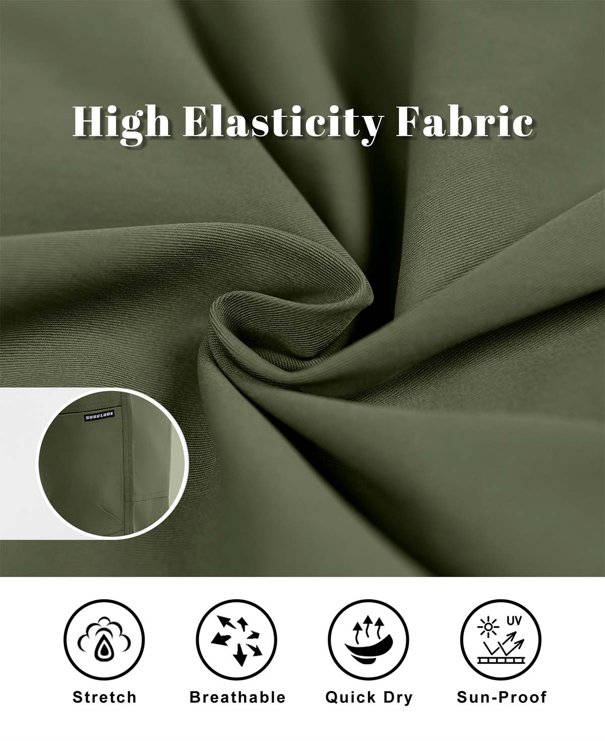 High-stretch fabric for men's multipants, breathable, quick-dry, sun-protective, and highly practical.