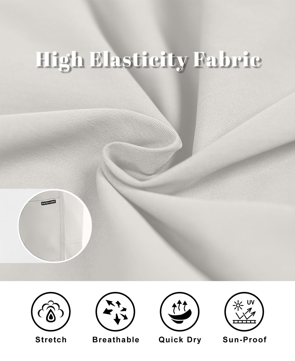 High-stretch fabric for men's multipants, breathable, quick-dry, sun-protective, and highly practical.
