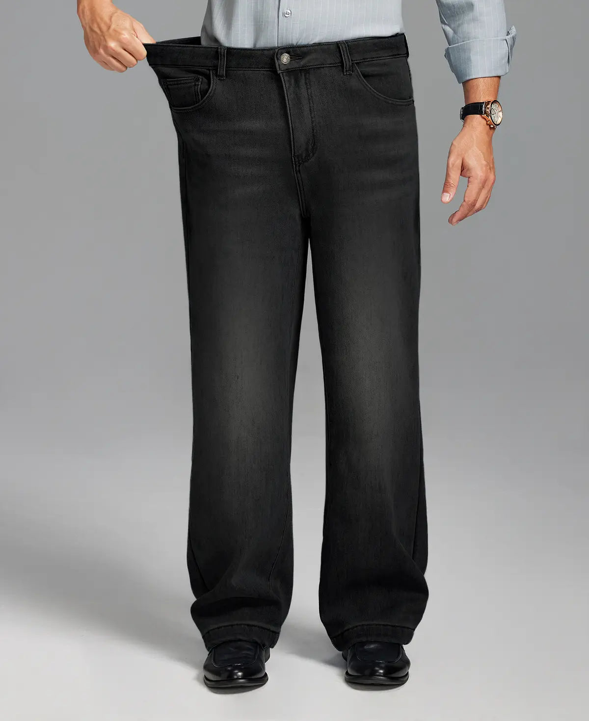 Mens Fleece Lined Bootcut Jeans— Wide Leg & Stretch