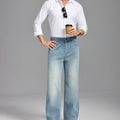 Mens Fleece Lined Bootcut Jeans— Wide Leg & Stretch