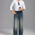 Mens Fleece Lined Bootcut Jeans— Wide Leg & Stretch