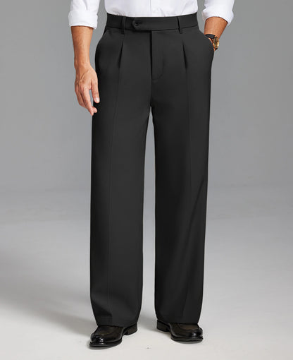 Fleece Lined Dress Pants- Sword-shaped Tab & Wide Leg