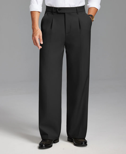 Fleece Lined Dress Pants- Sword-shaped Tab & Wide Leg