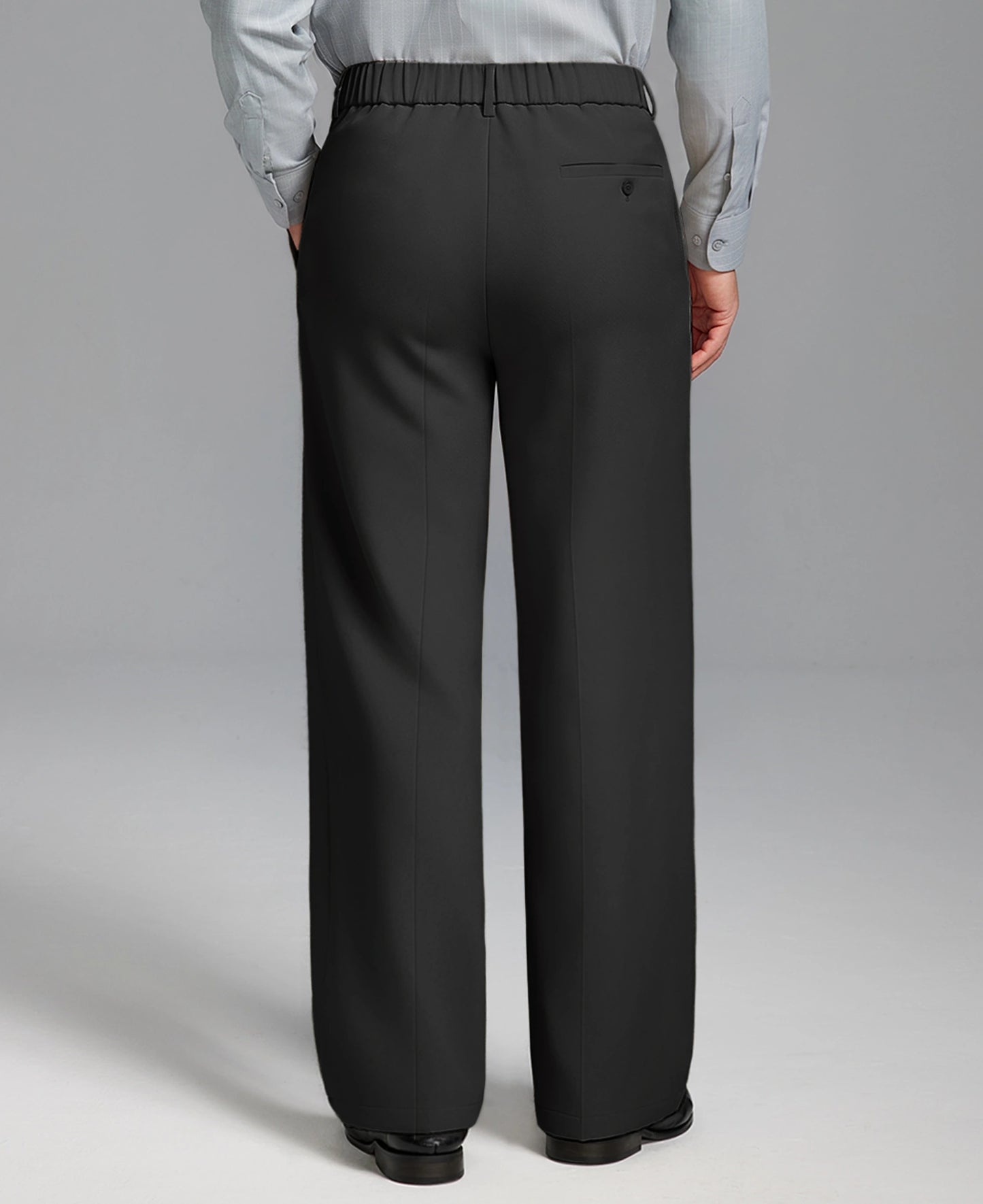 Fleece Lined Dress Pants- Sword-shaped Tab & Wide Leg