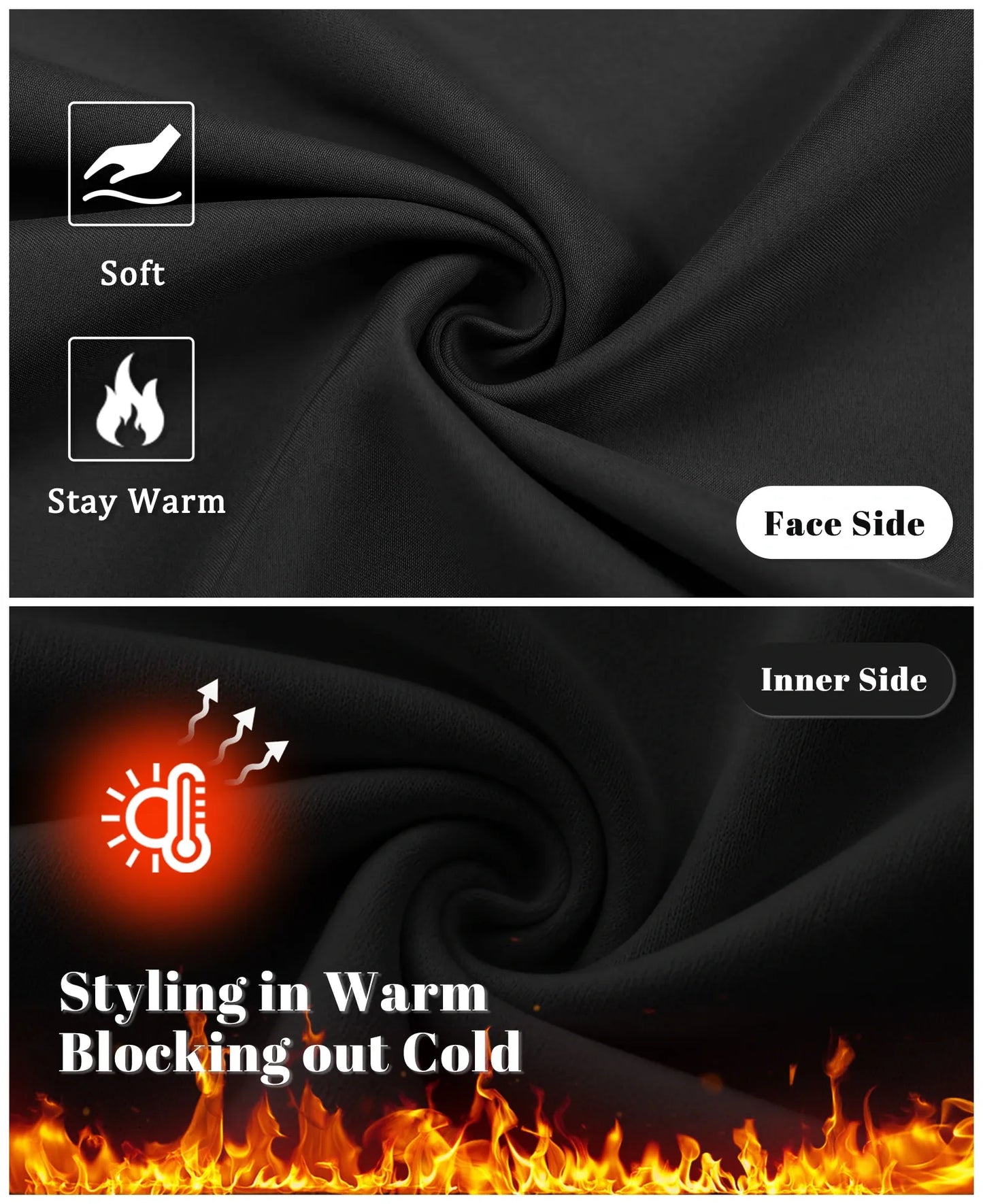 Fleece Lined Dress Pants- Sword-shaped Tab & Wide Leg