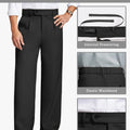 Fleece Lined Dress Pants- Sword-shaped Tab & Wide Leg