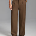 Fleece Lined Dress Pants- Sword-shaped Tab & Wide Leg