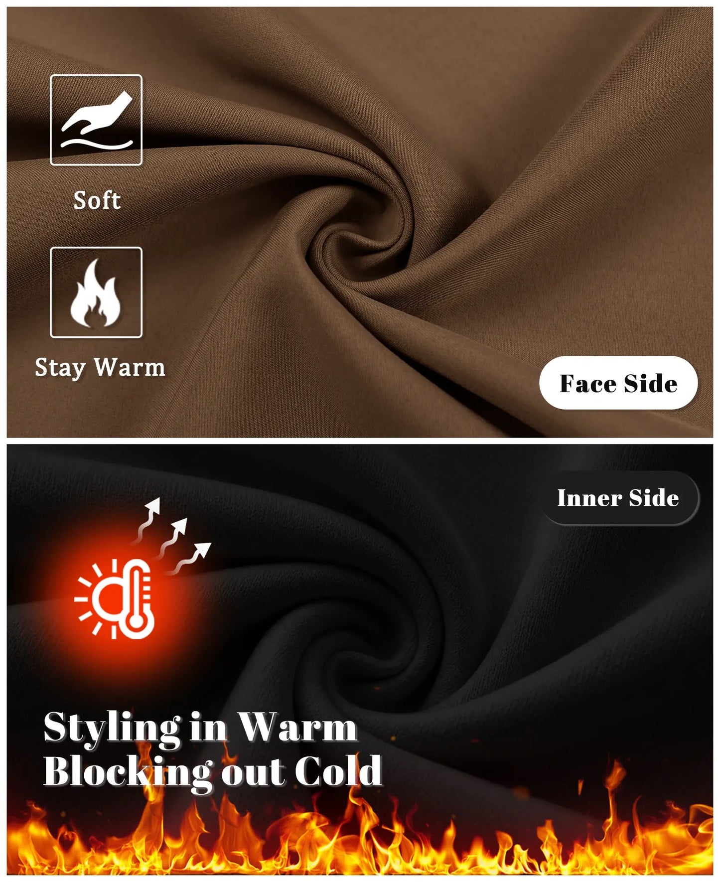 Fleece Lined Dress Pants- Sword-shaped Tab & Wide Leg