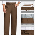 Fleece Lined Dress Pants- Sword-shaped Tab & Wide Leg