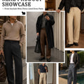 Fleece Lined Dress Pants- Sword-shaped Tab & Wide Leg