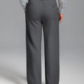 Fleece Lined Dress Pants- Sword-shaped Tab & Wide Leg