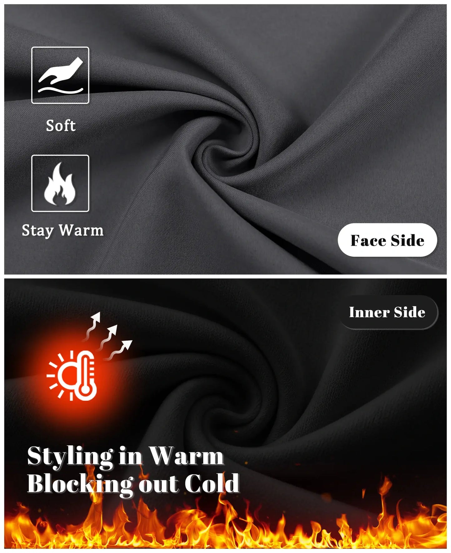 Fleece Lined Dress Pants- Sword-shaped Tab & Wide Leg