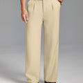 Fleece Lined Dress Pants- Sword-shaped Tab & Wide Leg