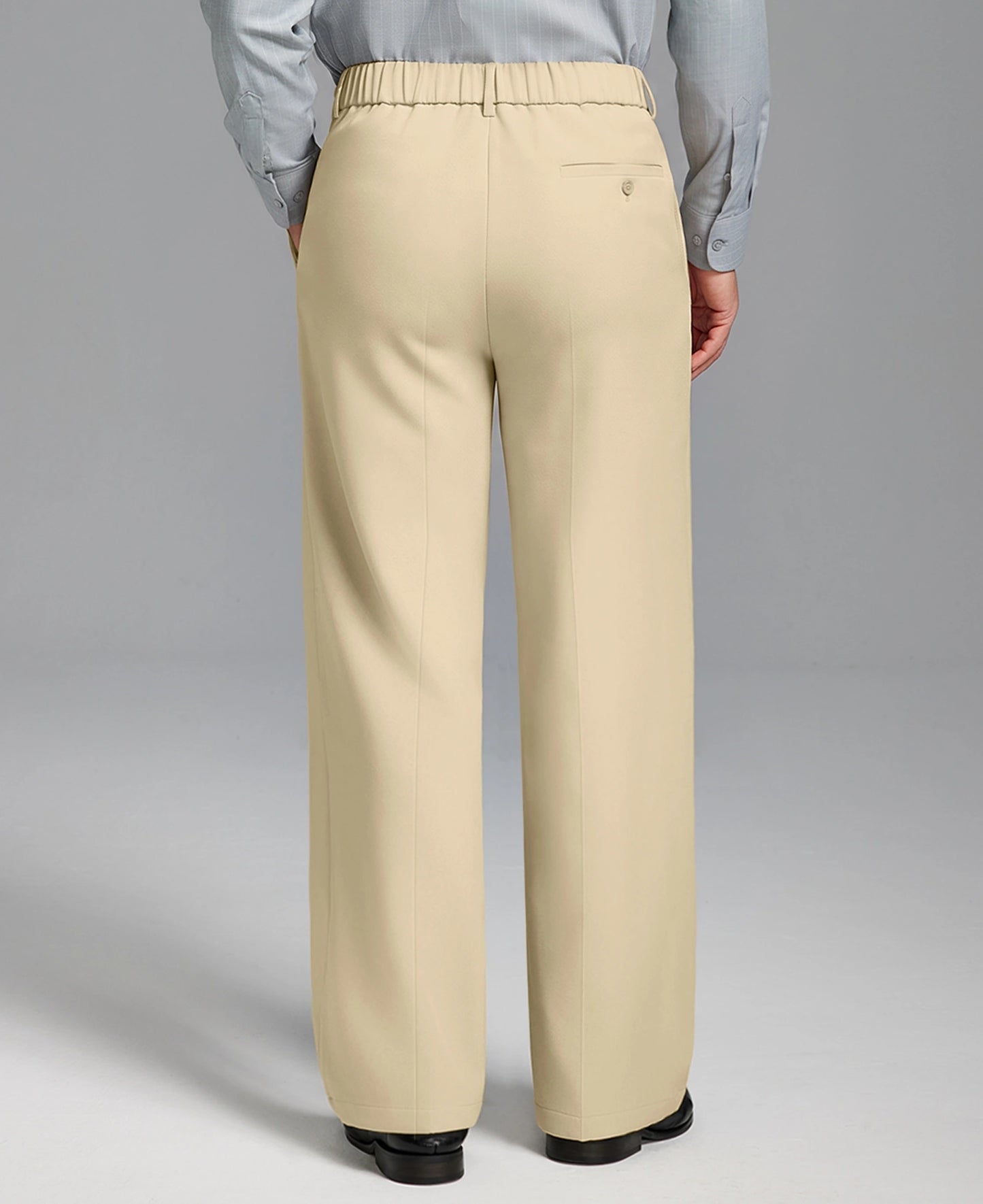 Fleece Lined Dress Pants- Sword-shaped Tab & Wide Leg