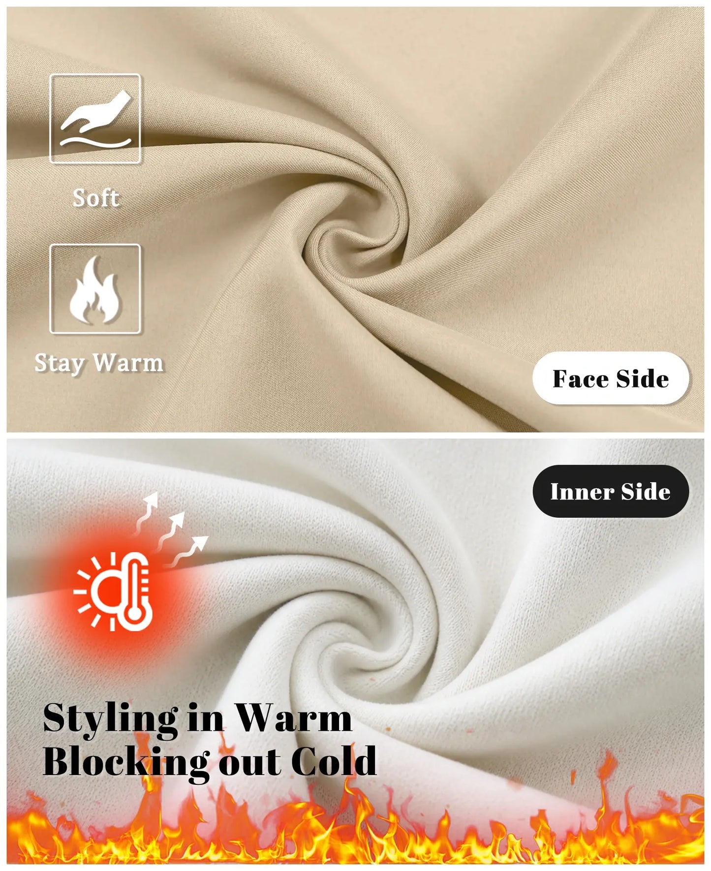 Fleece Lined Dress Pants- Sword-shaped Tab & Wide Leg