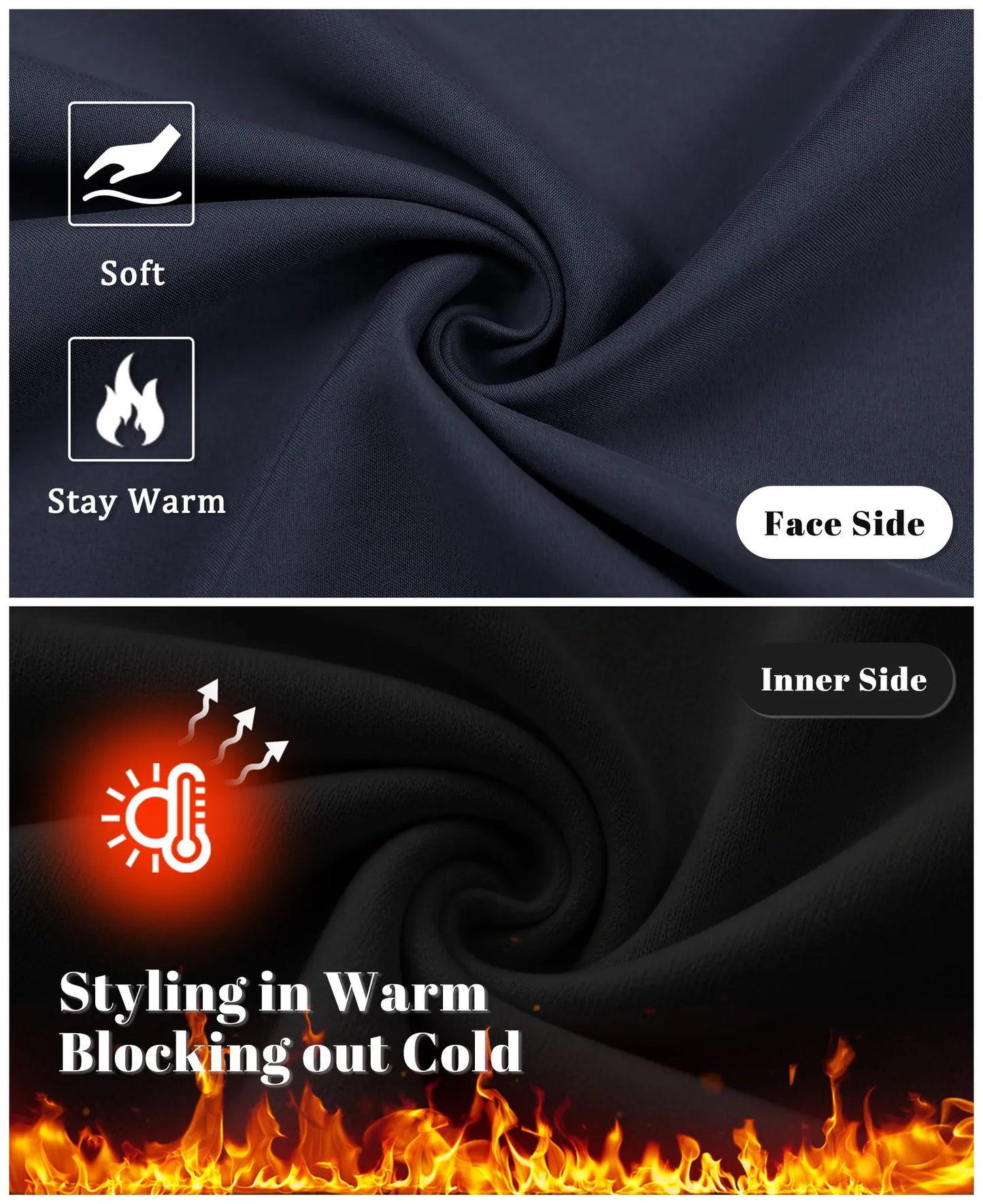 Fleece Lined Dress Pants- Sword-shaped Tab & Wide Leg