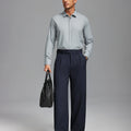 Fleece Lined Dress Pants- Sword-shaped Tab & Wide Leg