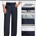 Fleece Lined Dress Pants- Sword-shaped Tab & Wide Leg