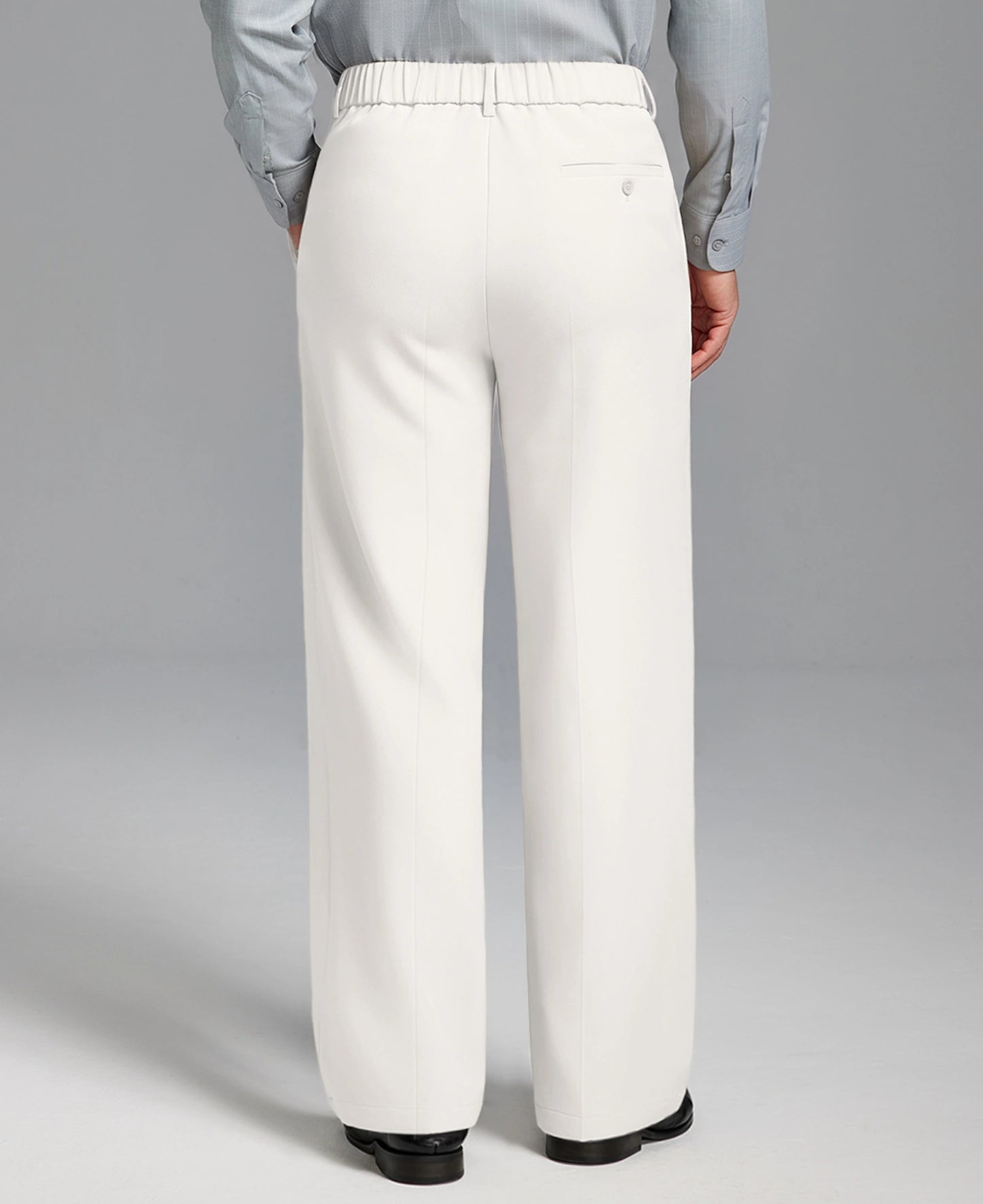 Fleece Lined Dress Pants- Sword-shaped Tab & Wide Leg