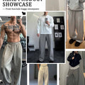 Grey, off-white, black Men's Fleece Sweatpants styled for gym, home, or street, versatile heavyweight lounge pants.