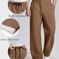 Features: elastic waistband, brushed fleece lining, dual drawstrings (inner & outer) for personalized fit on lounge pants.